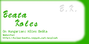 beata koles business card